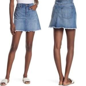 Madewell McCarren Raw Hem Jean Skirt Womens 25 Blue Denim Cotton Stretch A Line